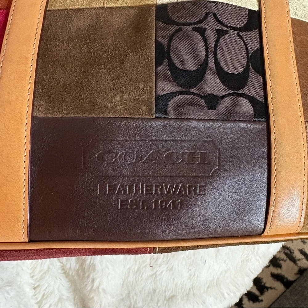 💎VINTAGE RARE Coach Patchwork Tote in Multi-Tone Suede and Leather EUC - Picture 3 of 14